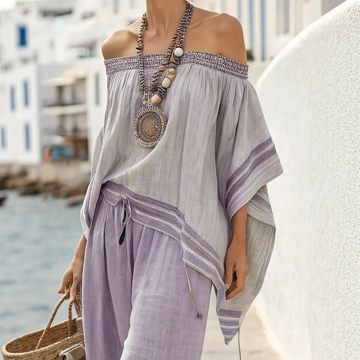 Aria | Off-Shoulder Striped Two-Piece Set