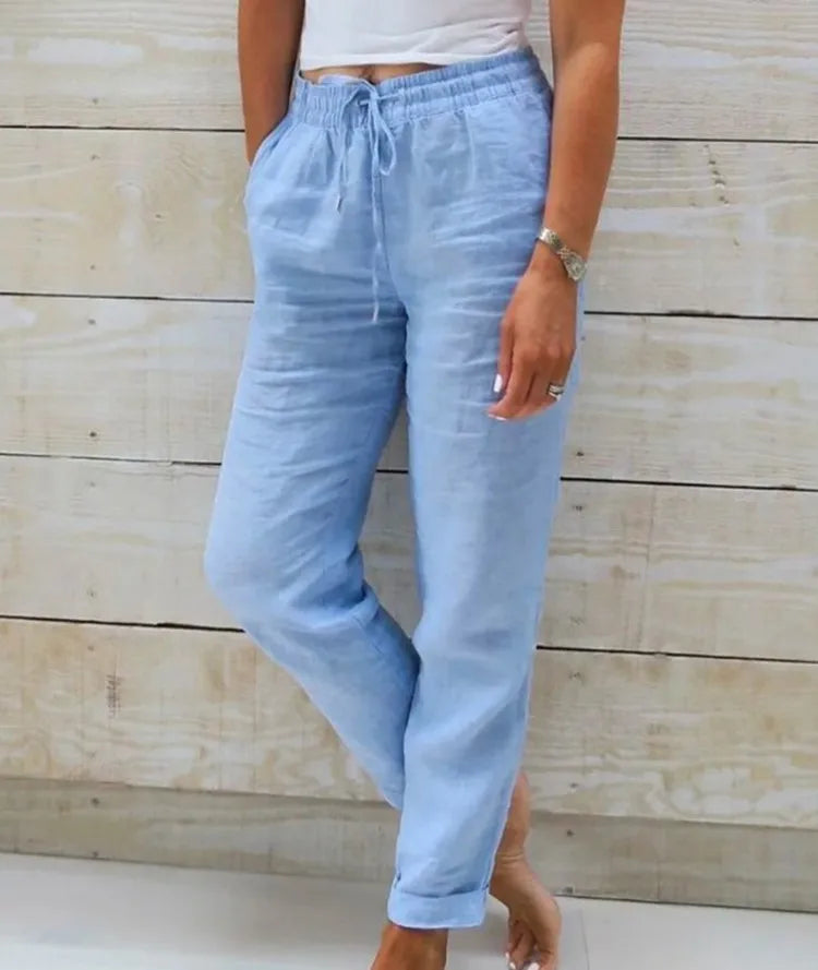 Elisse | Cotton Linen Casual Trousers