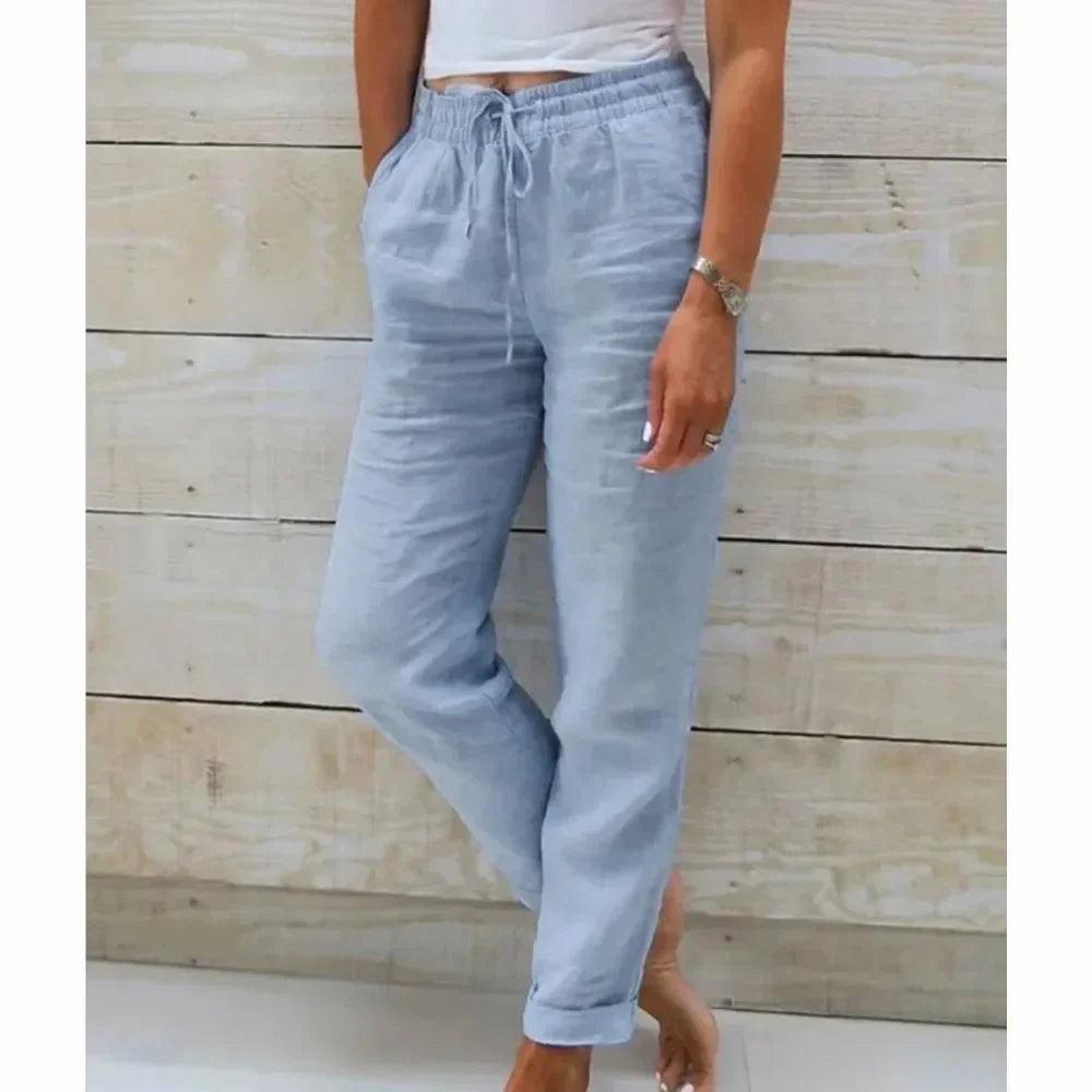 Elisse | Cotton Linen Casual Trousers