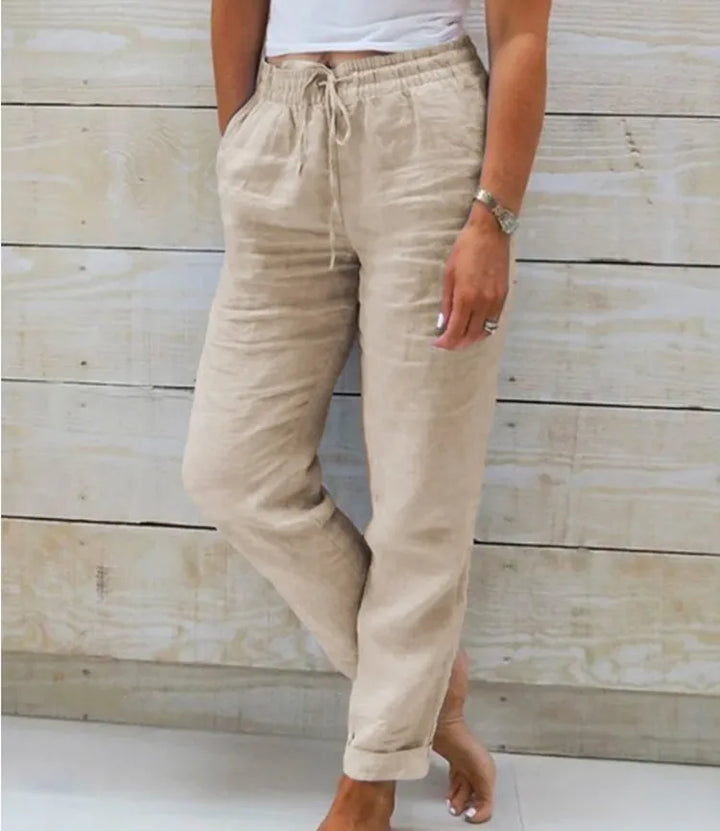 Elisse | Cotton Linen Casual Trousers