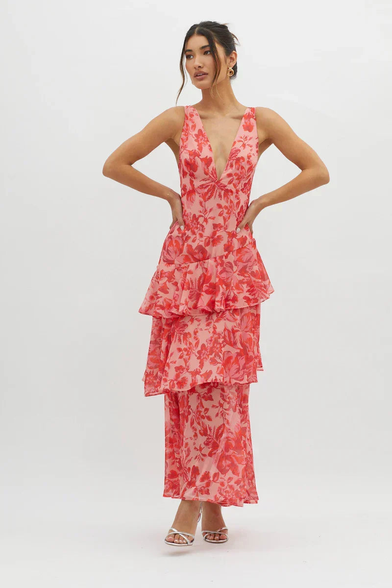 Freya | Elegant floral midi dress
