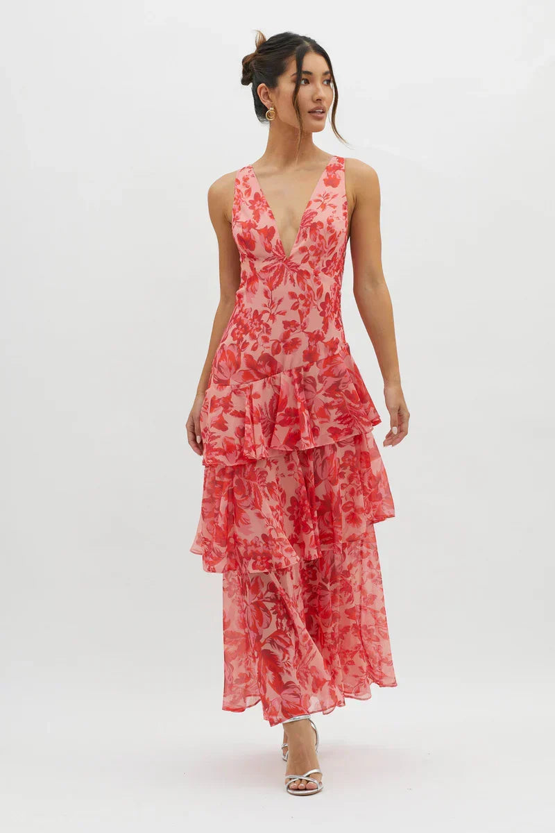 Freya | Elegant floral midi dress