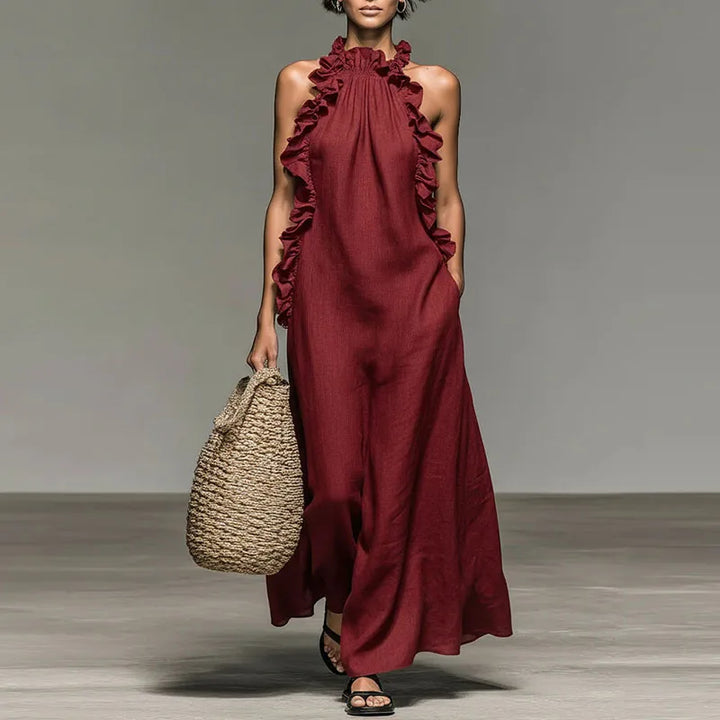 Aurelia | Halter Ruffle Bohemian Maxi Dress