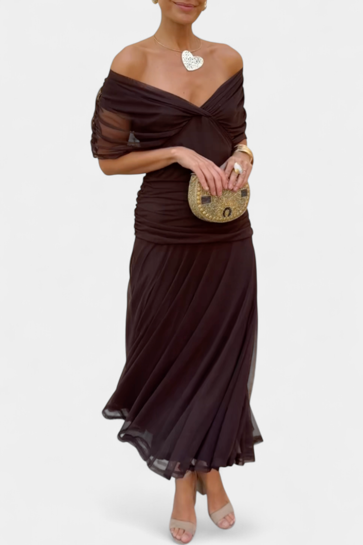 Rosalina | Long Floral V Neck Dress