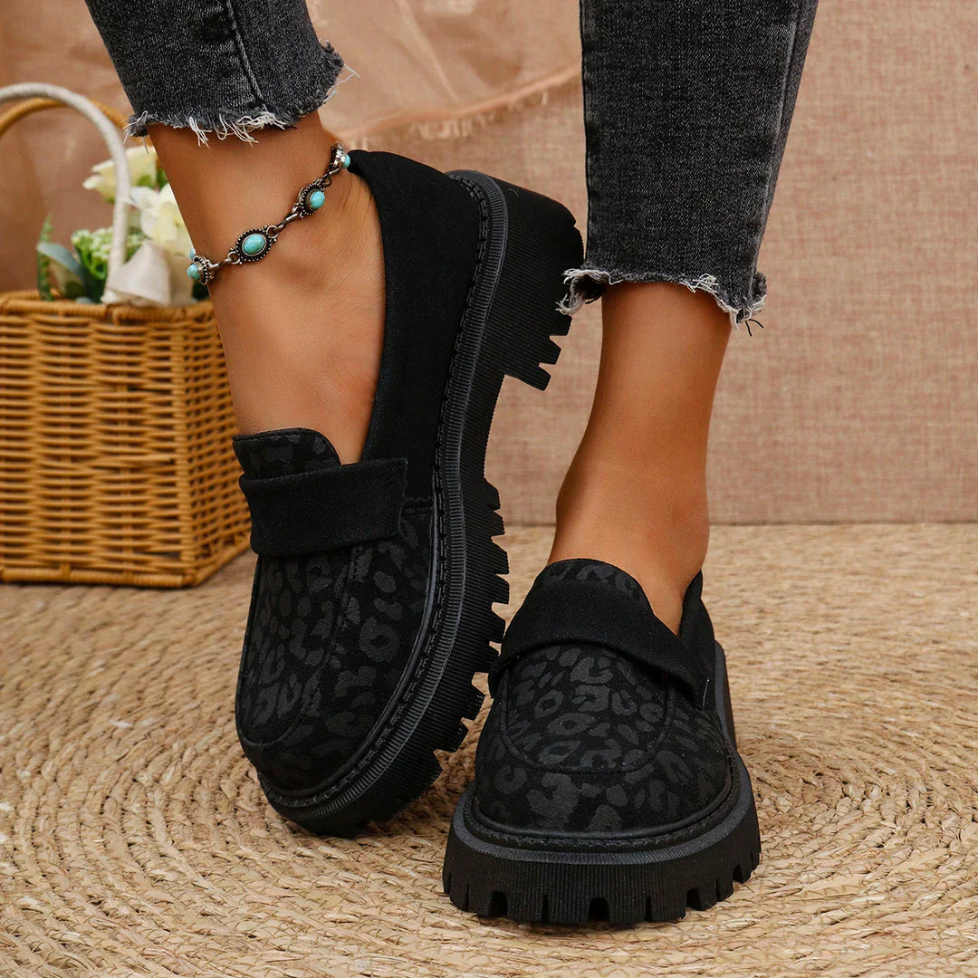 Lorena - Leopard Print Platform Loafers
