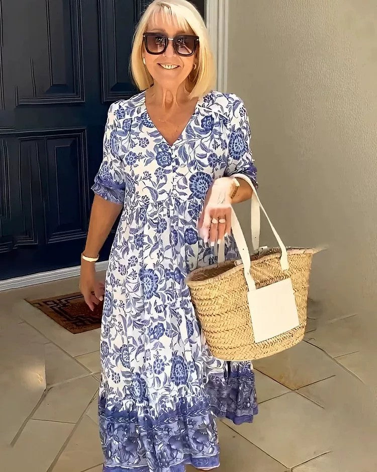 Floral V-neck summer dress