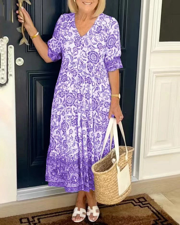 Floral V-neck summer dress