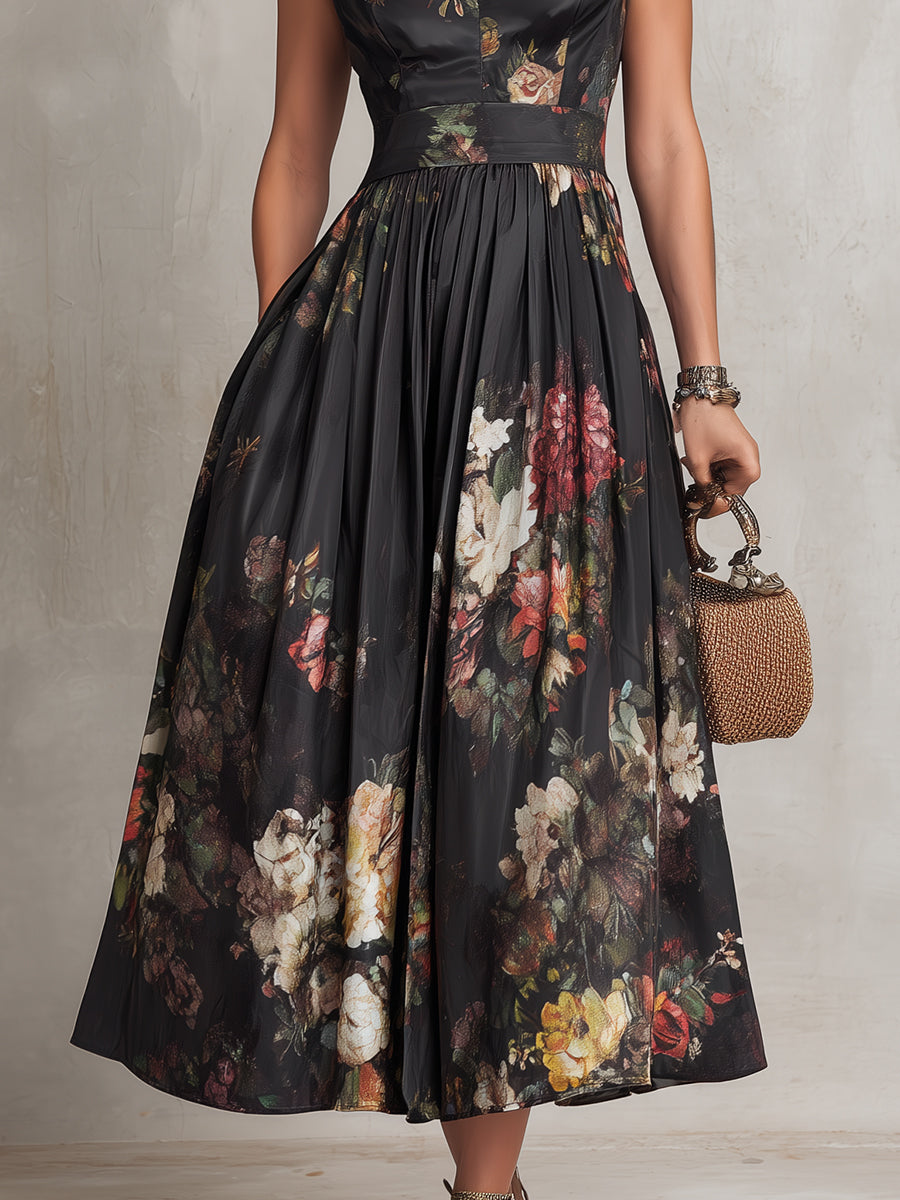 Barbara | Floral Pleated Midi Dress