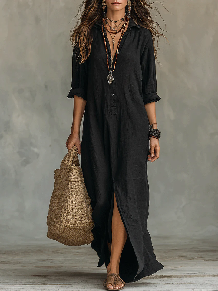 Aveline | Loose-Fitting Maxi Dress with Buttons