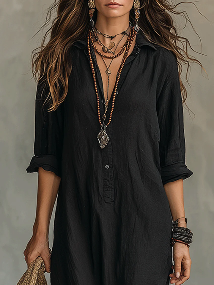 Aveline | Loose-Fitting Maxi Dress with Buttons