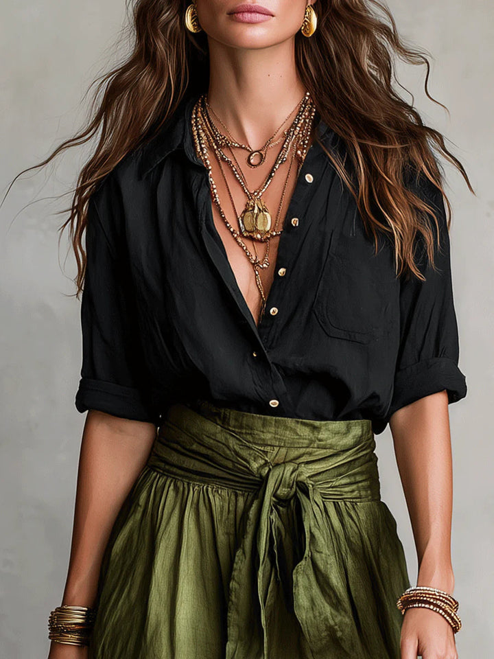 Abbie | Shirt & Midi Skirt Set