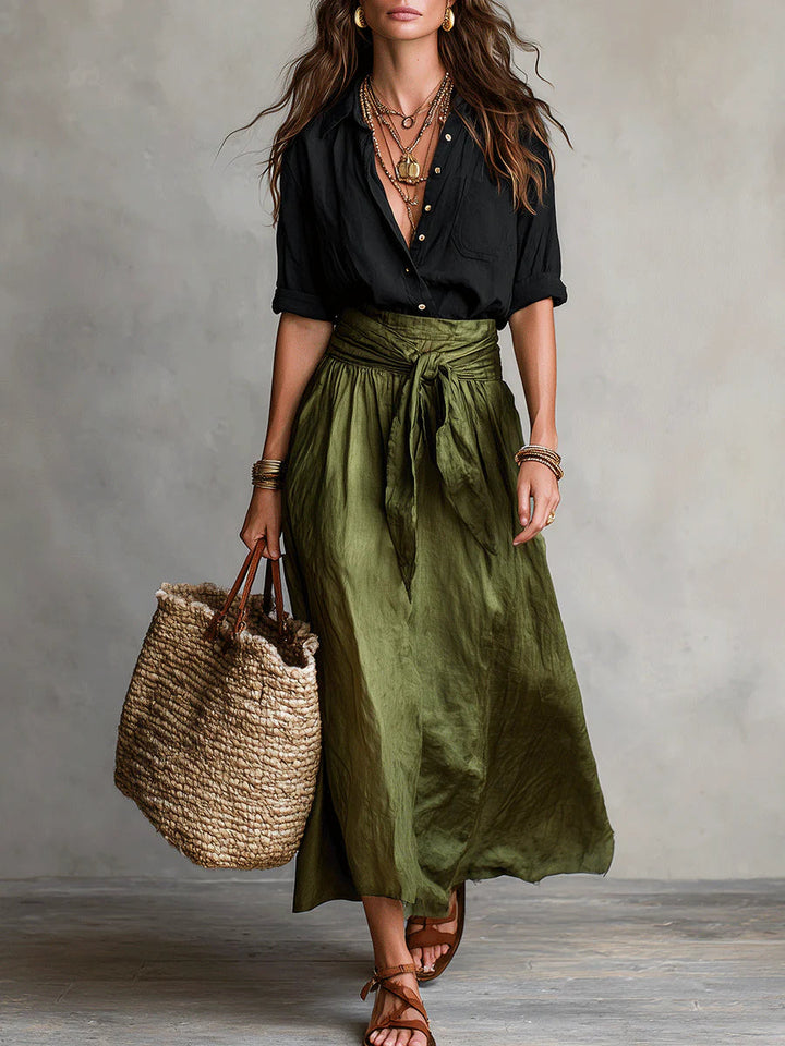 Abbie | Shirt & Midi Skirt Set