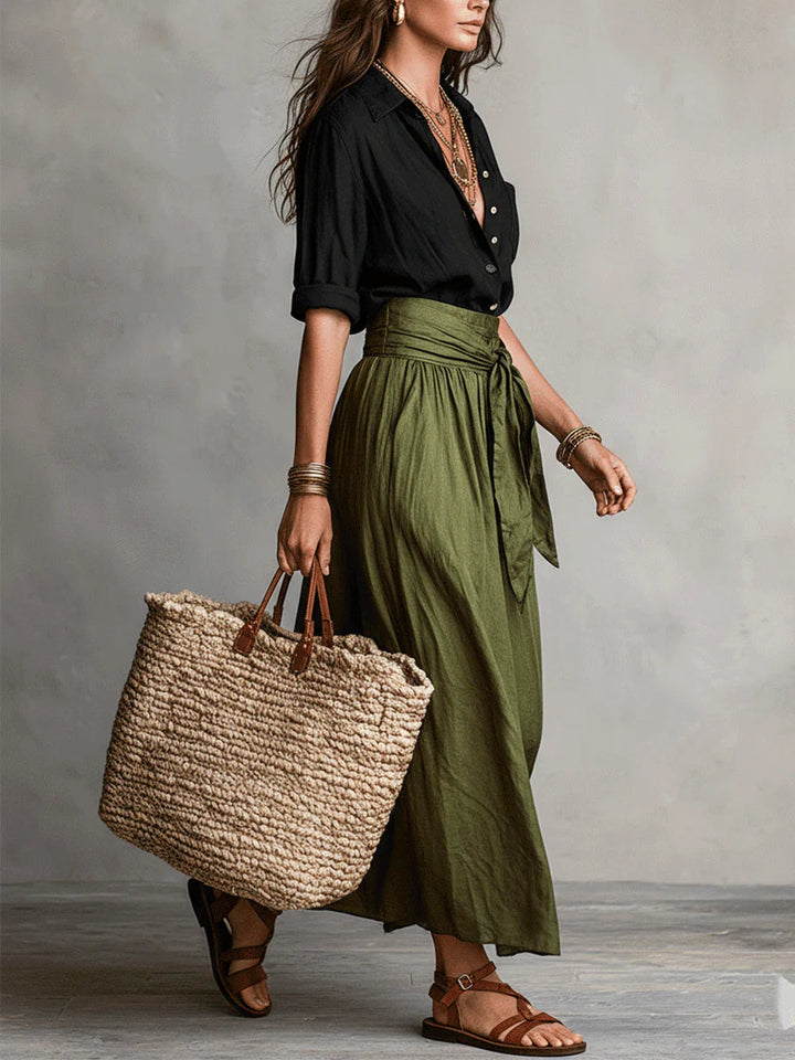 Abbie | Shirt & Midi Skirt Set