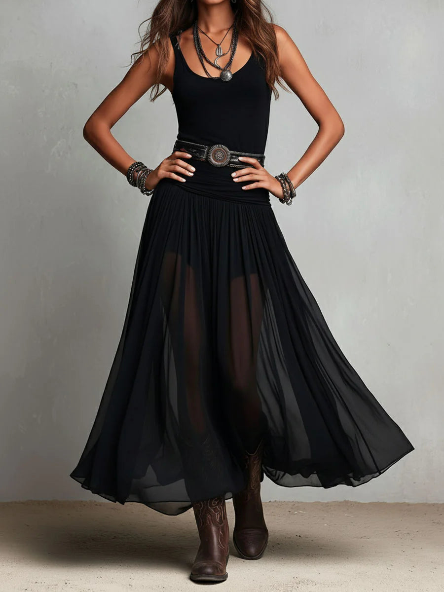 Giselle™ | Tank & Tulle-Skirt Maxi Dress