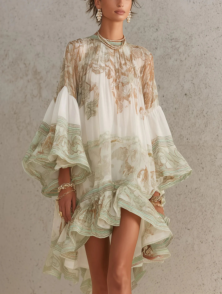 Eloise™ | Ruffle-Hem Flounce Sleeve Mini Dress