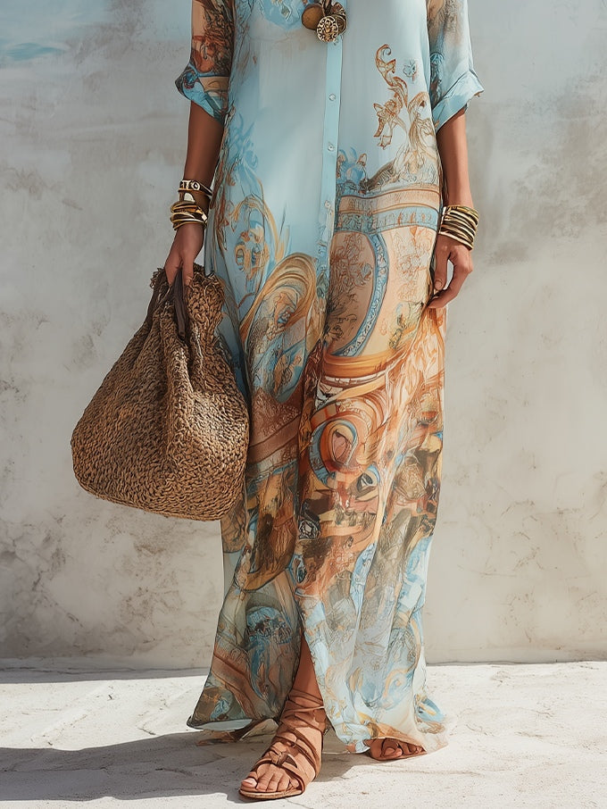 Serena | Mediterranean Blue Shirt Dress