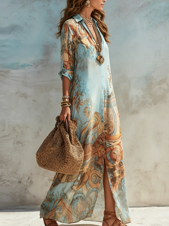Serena | Mediterranean Blue Shirt Dress
