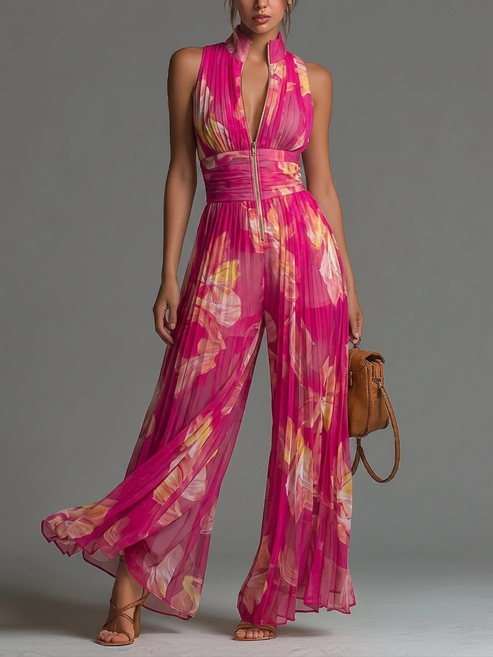 Liliana™ | Floral Wide-Leg Chiffon Jumpsuit
