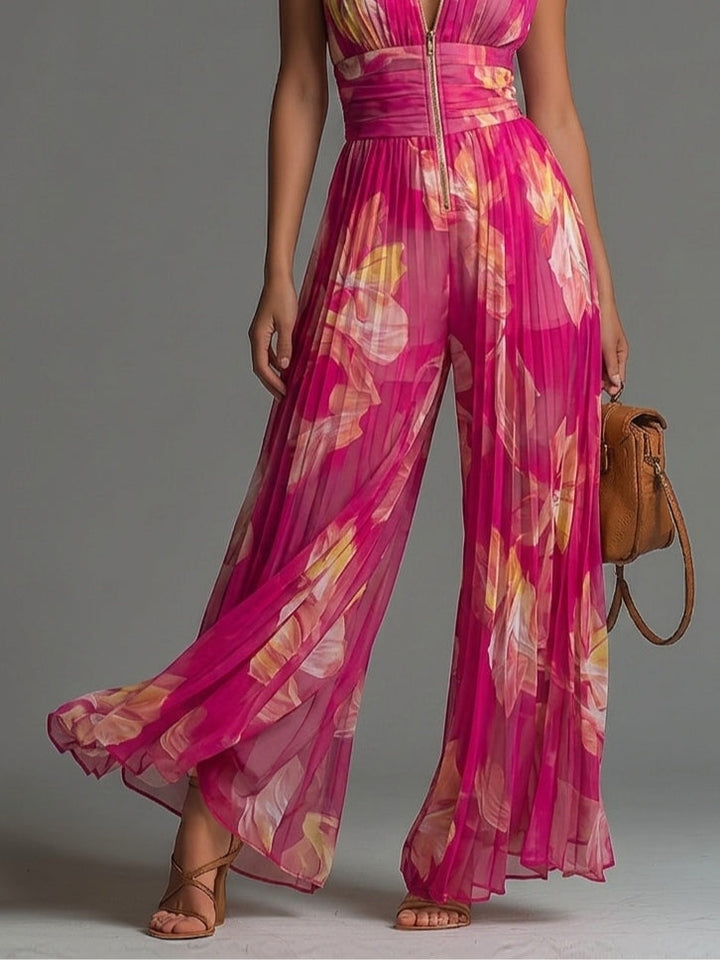 Liliana™ | Floral Wide-Leg Chiffon Jumpsuit