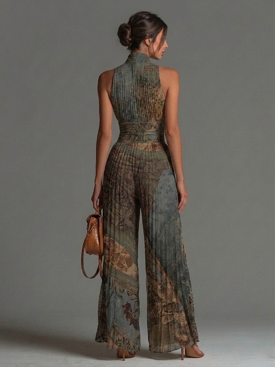 Calliope™ | Ethnic-Print Wide-Leg Chiffon Jumpsuit