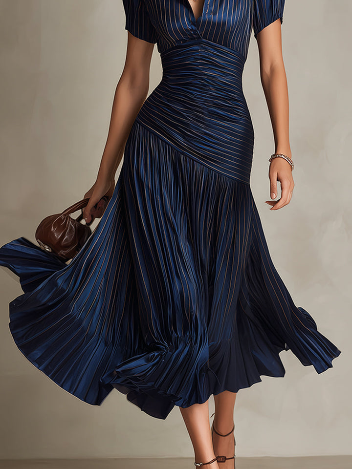 Hannah | Retro Striped Midi Dress