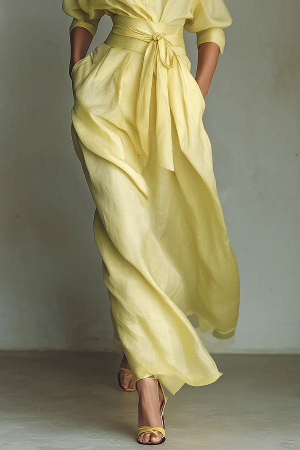 Kaylani | Belted Shirt Maxi Dress