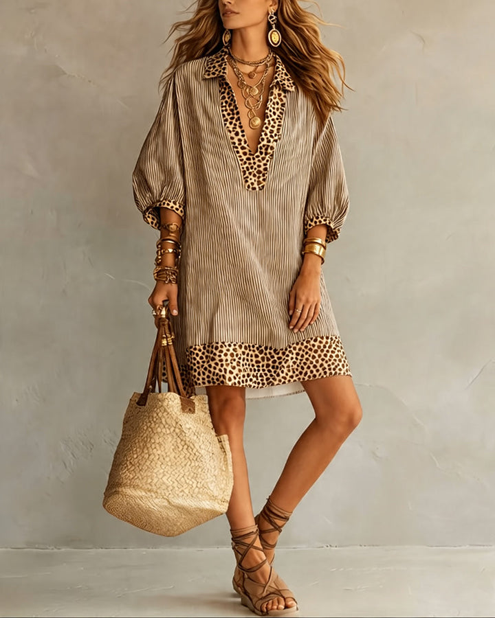 Sienna | Leopard Trim Shirt Dress