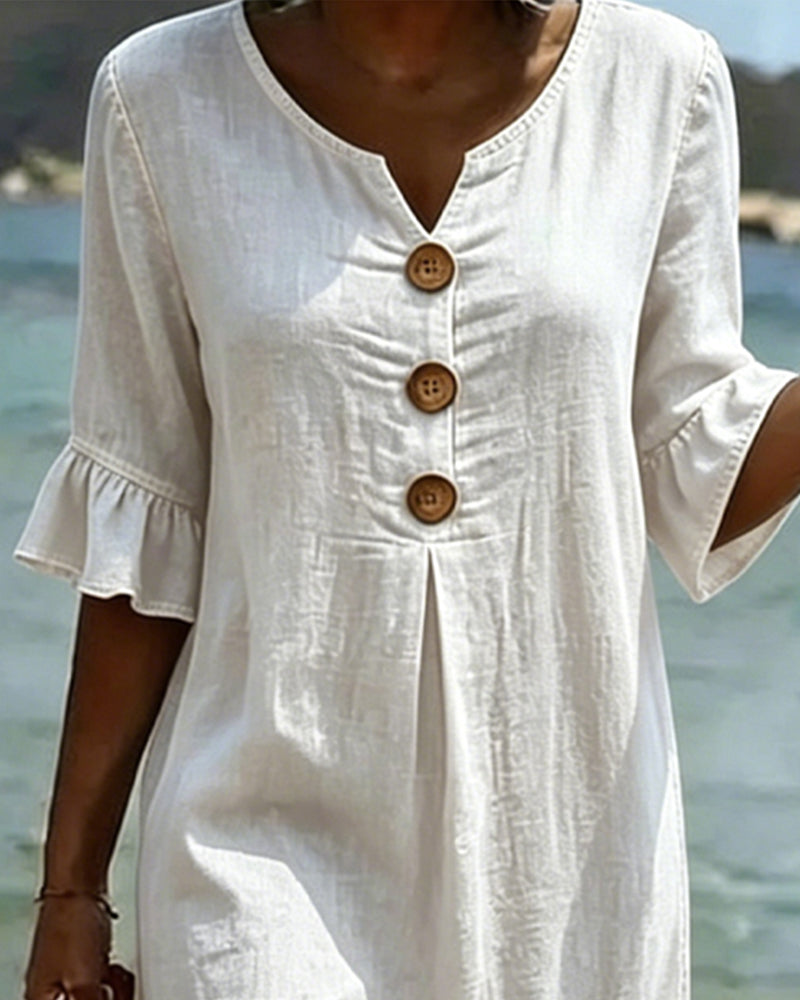 Edwina | Ruffle Sleeve Denim Dress