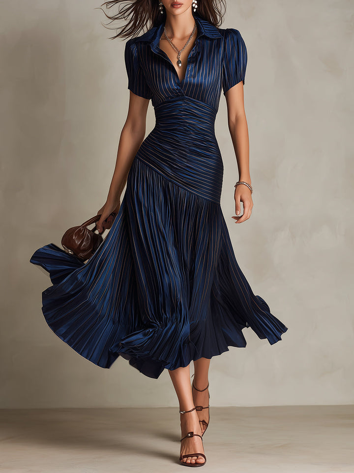Hannah | Retro Striped Midi Dress