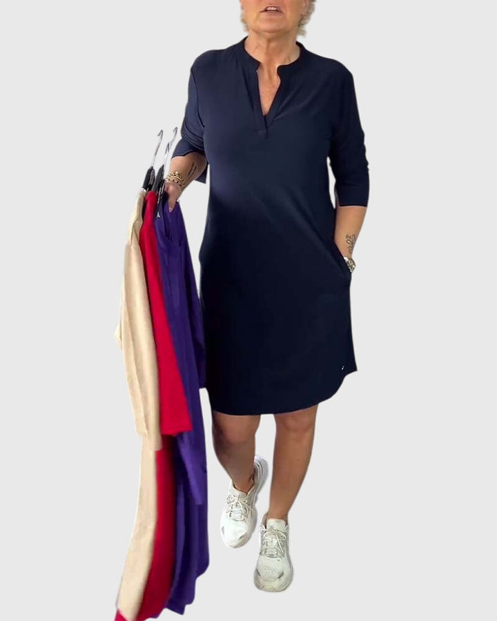 Helena | Solid V-Neck Dress