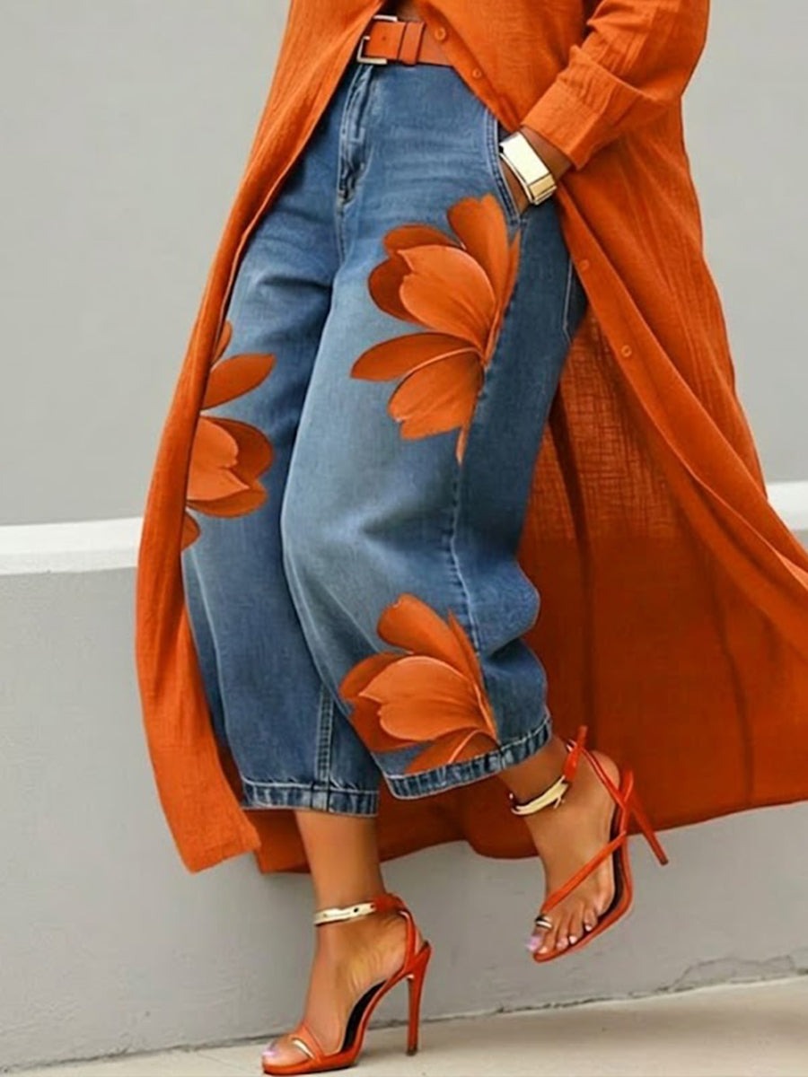 Norah | Shirt Dress Floral Denim Set