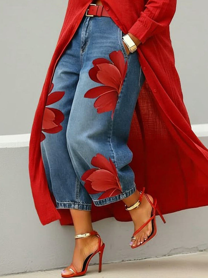 Norah | Shirt Dress Floral Denim Set
