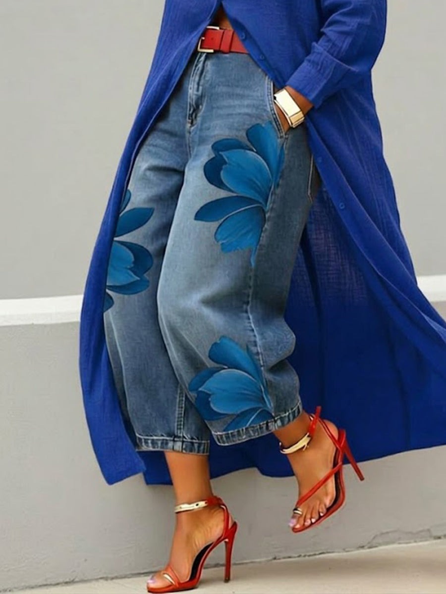 Norah | Shirt Dress Floral Denim Set
