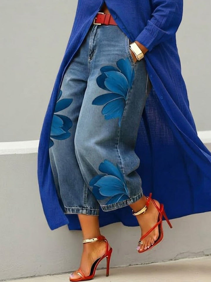 Norah | Shirt Dress Floral Denim Set