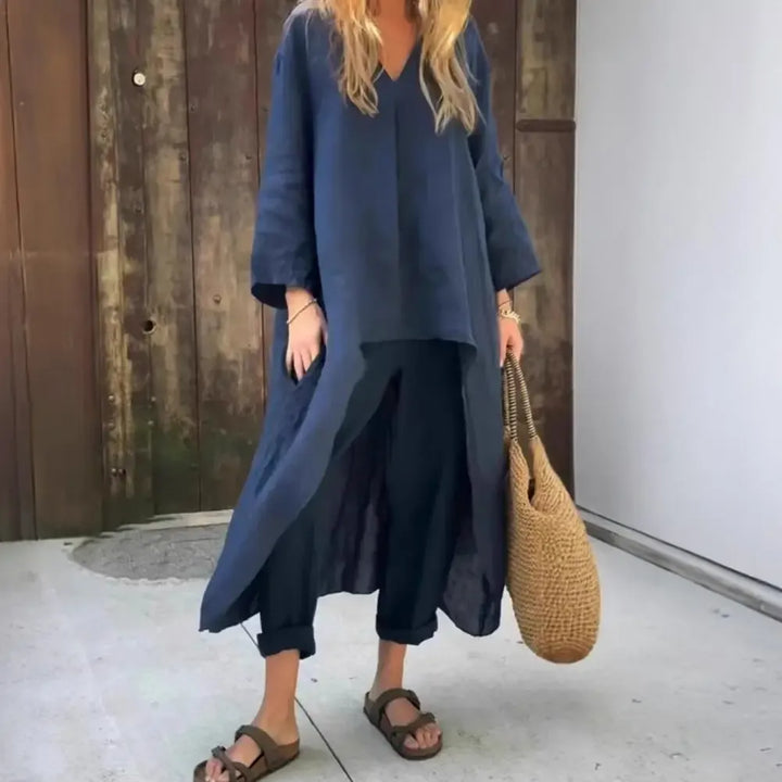 Lucia | Relaxed Long Vest and Wide-Leg Trousers Two-Piece Set