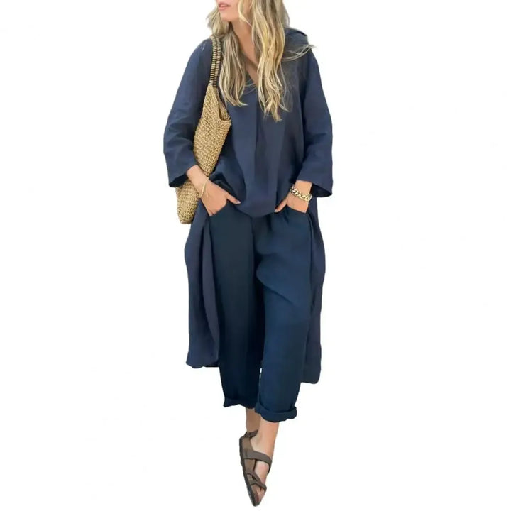 Lucia | Relaxed Long Vest and Wide-Leg Trousers Two-Piece Set