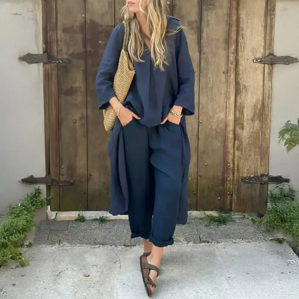Lucia | Relaxed Long Vest and Wide-Leg Trousers Two-Piece Set