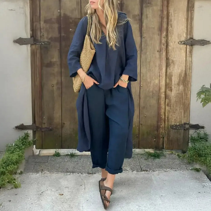 Lucia | Relaxed Long Vest and Wide-Leg Trousers Two-Piece Set