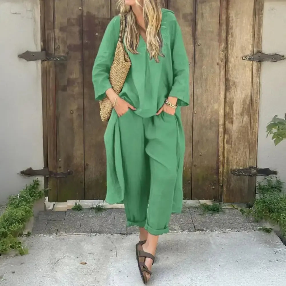 Lucia | Relaxed Long Vest and Wide-Leg Trousers Two-Piece Set
