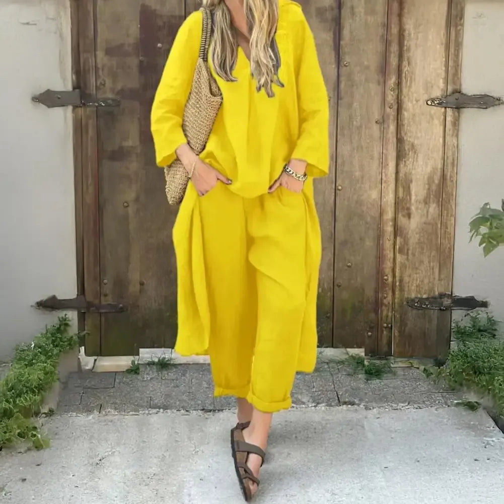 Lucia | Relaxed Long Vest and Wide-Leg Trousers Two-Piece Set