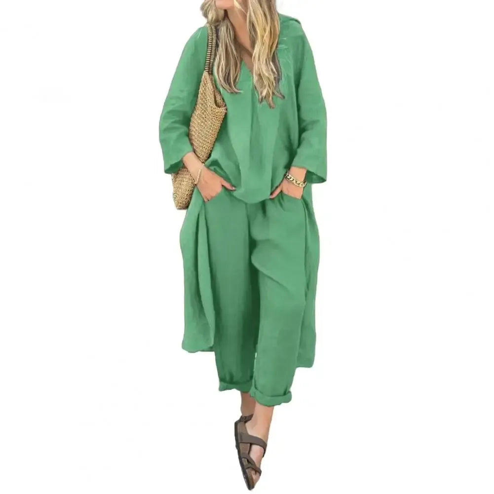 Lucia | Relaxed Long Vest and Wide-Leg Trousers Two-Piece Set
