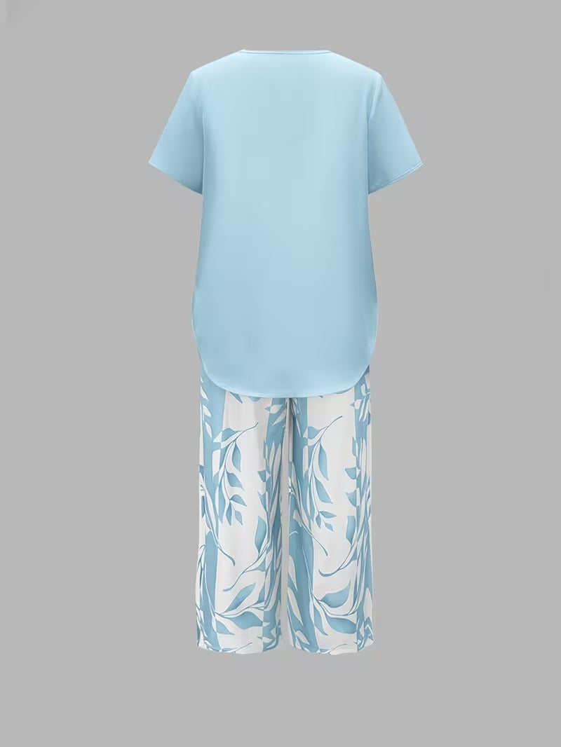 Avery | Casual Leaf Print Two Piece Set