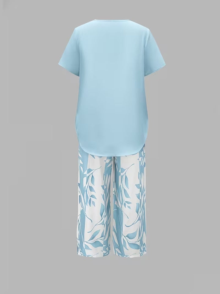 Avery | Casual Leaf Print Two Piece Set