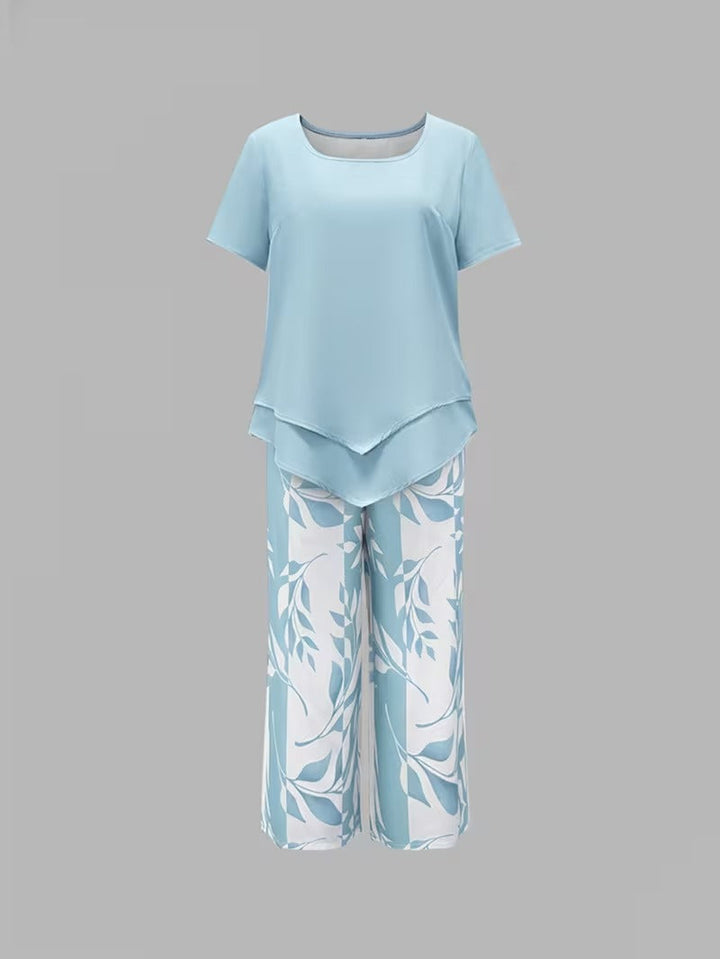 Avery | Casual Leaf Print Two Piece Set