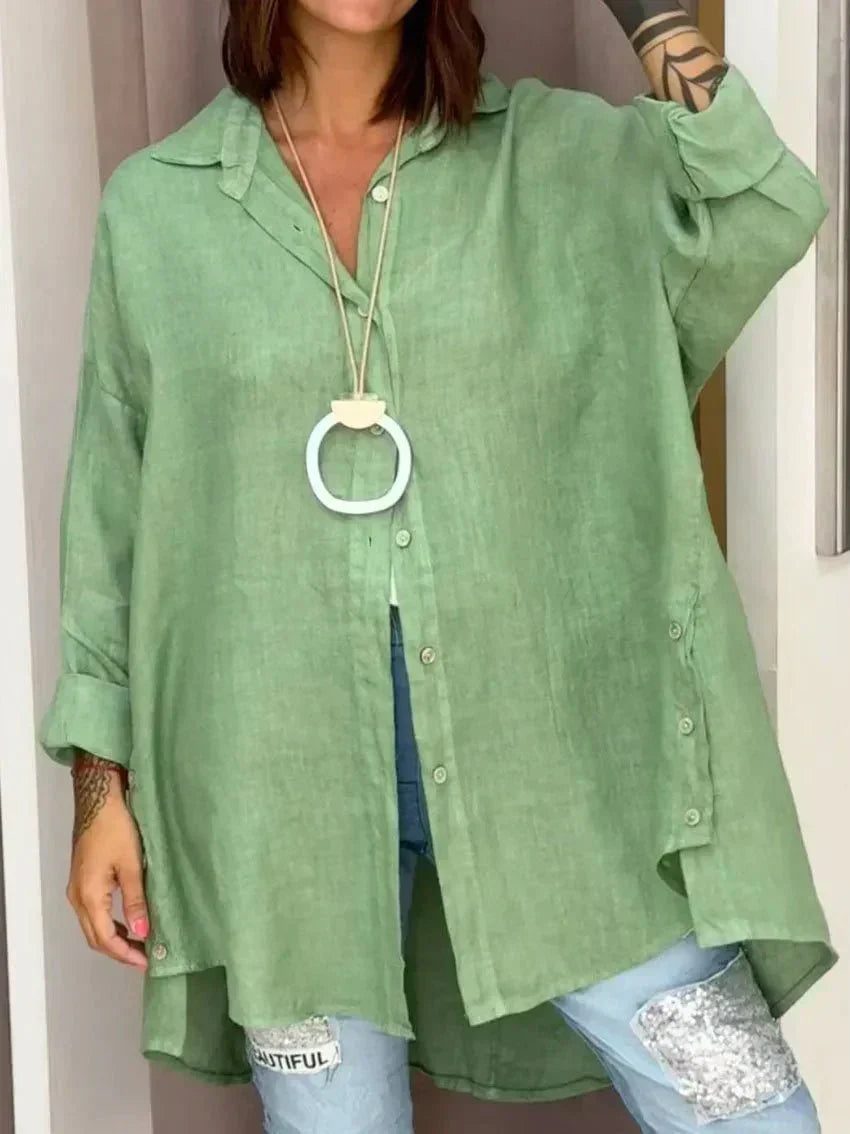 Ruby | Oversized Button-Front Linen Shirt