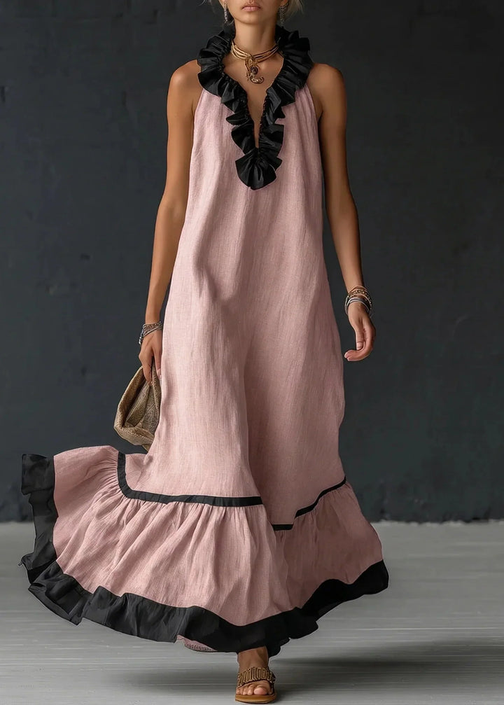 Séréna | Chic Flowing Long Ruffle Dress