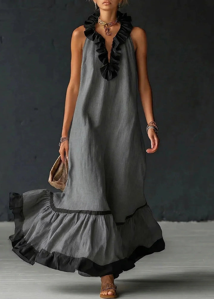 Séréna | Chic Flowing Long Ruffle Dress