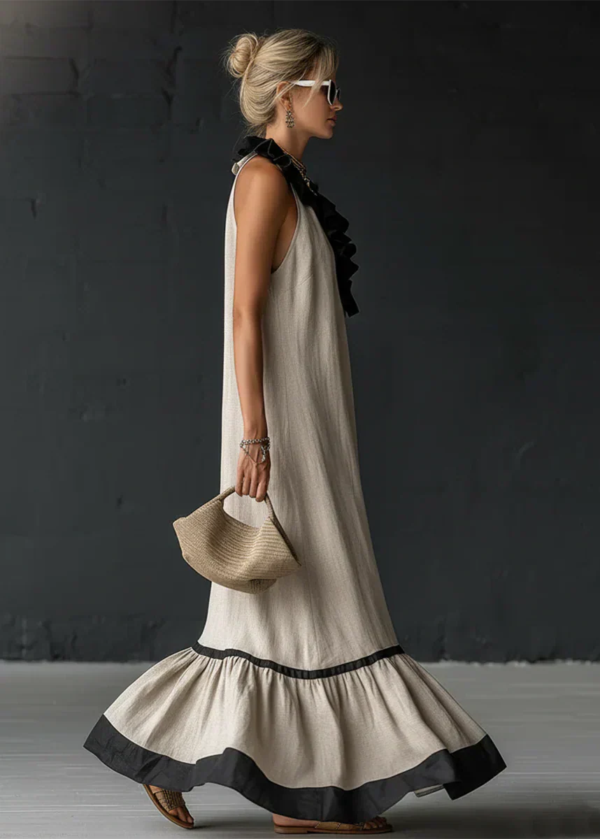 Séréna | Chic Flowing Long Ruffle Dress