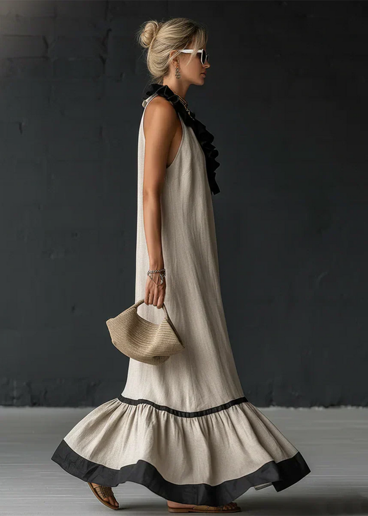 Séréna | Chic Flowing Long Ruffle Dress
