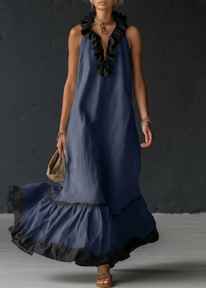 Séréna | Chic Flowing Long Ruffle Dress